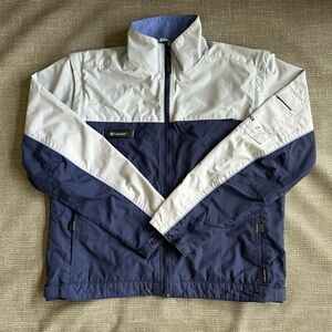 Columbia Women Nylon Jacket Vest Removable Sleeves Sz. XL Navy Light Blue
